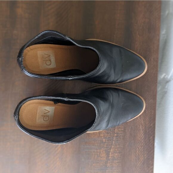 DV Dolce Vita Black Slip-on Open Heeled Ankle Booties - Picture 4 of 8